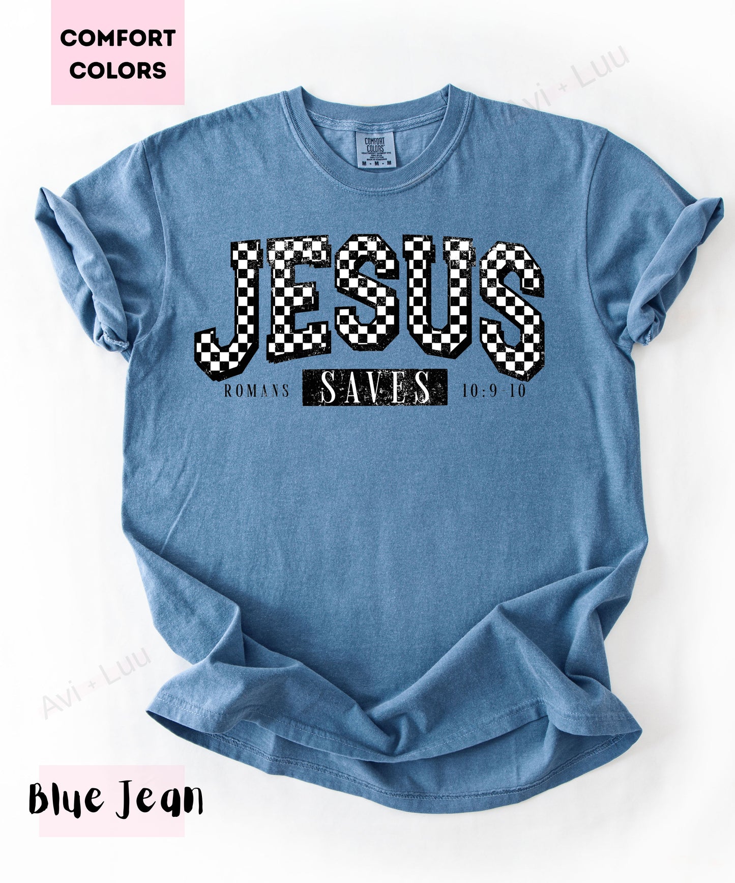 Jesus Checkered Saves | Comfort Colors Unisex T-Shirt