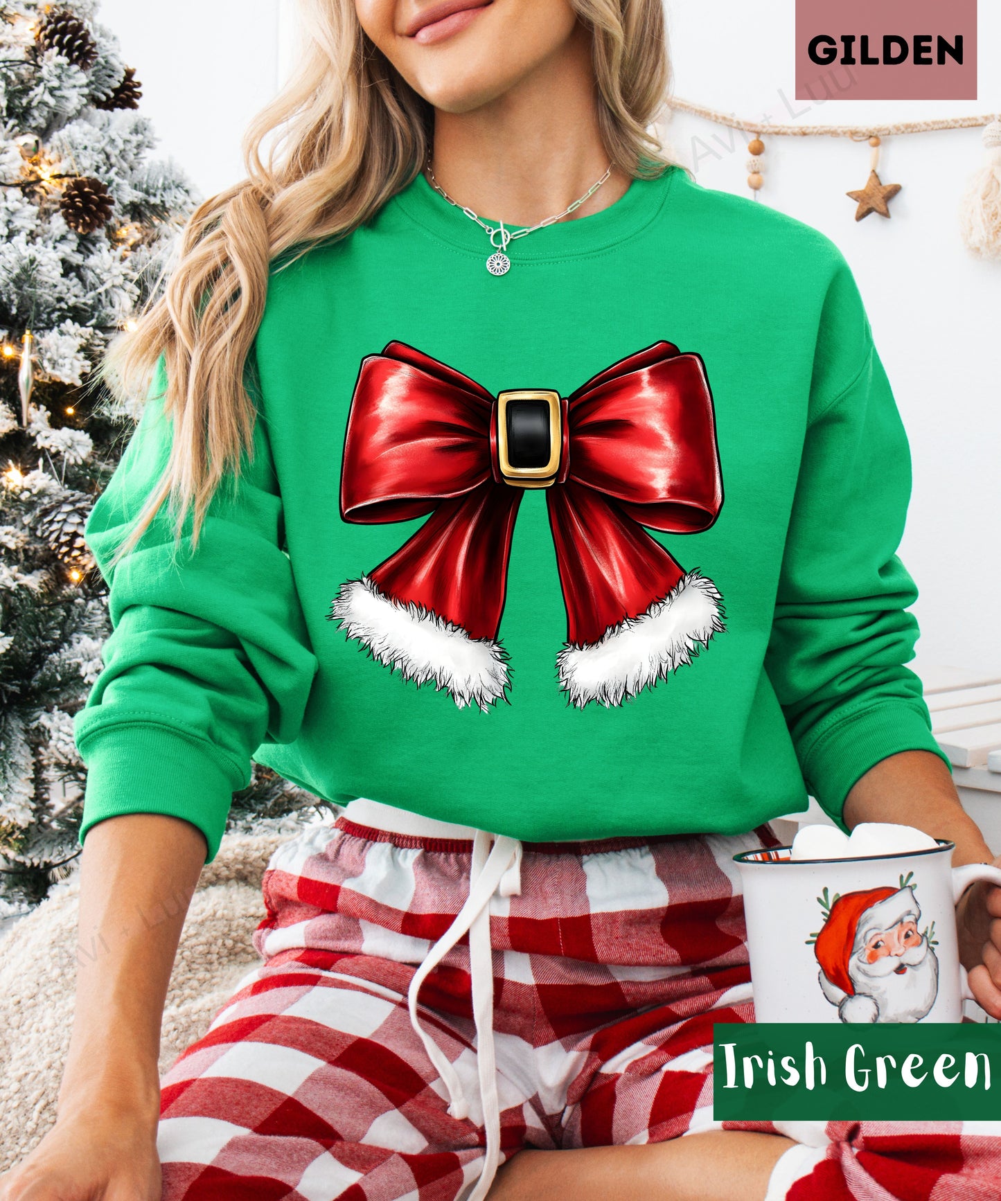 Santa Bow | Gilden Unisex Sweatshirt