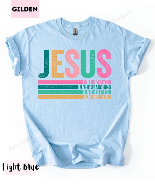 Jesus Colorful Lines | Gilden Unisex T-Shirt