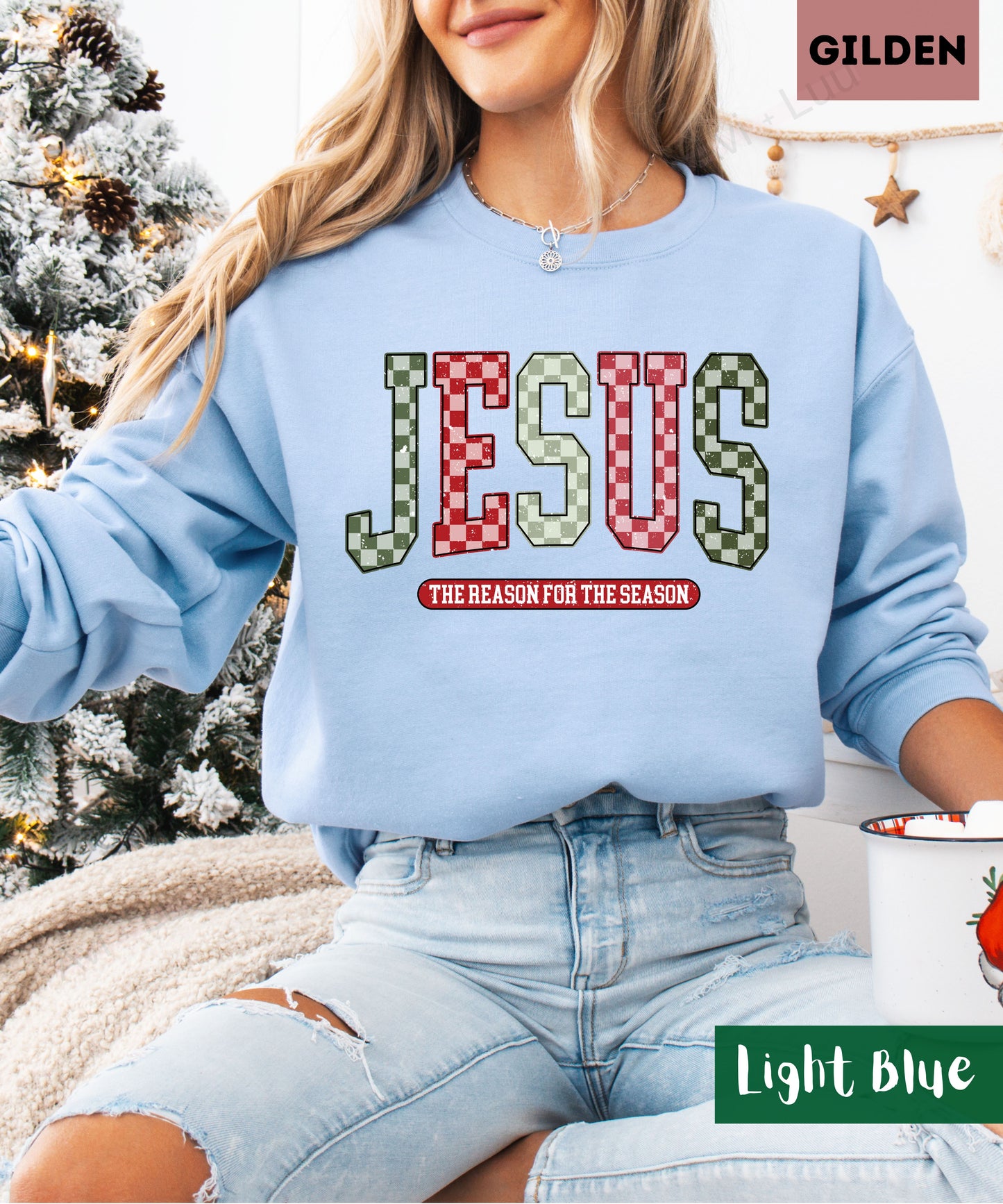 Jesus Checkered | Gilden Unisex Sweatshirt