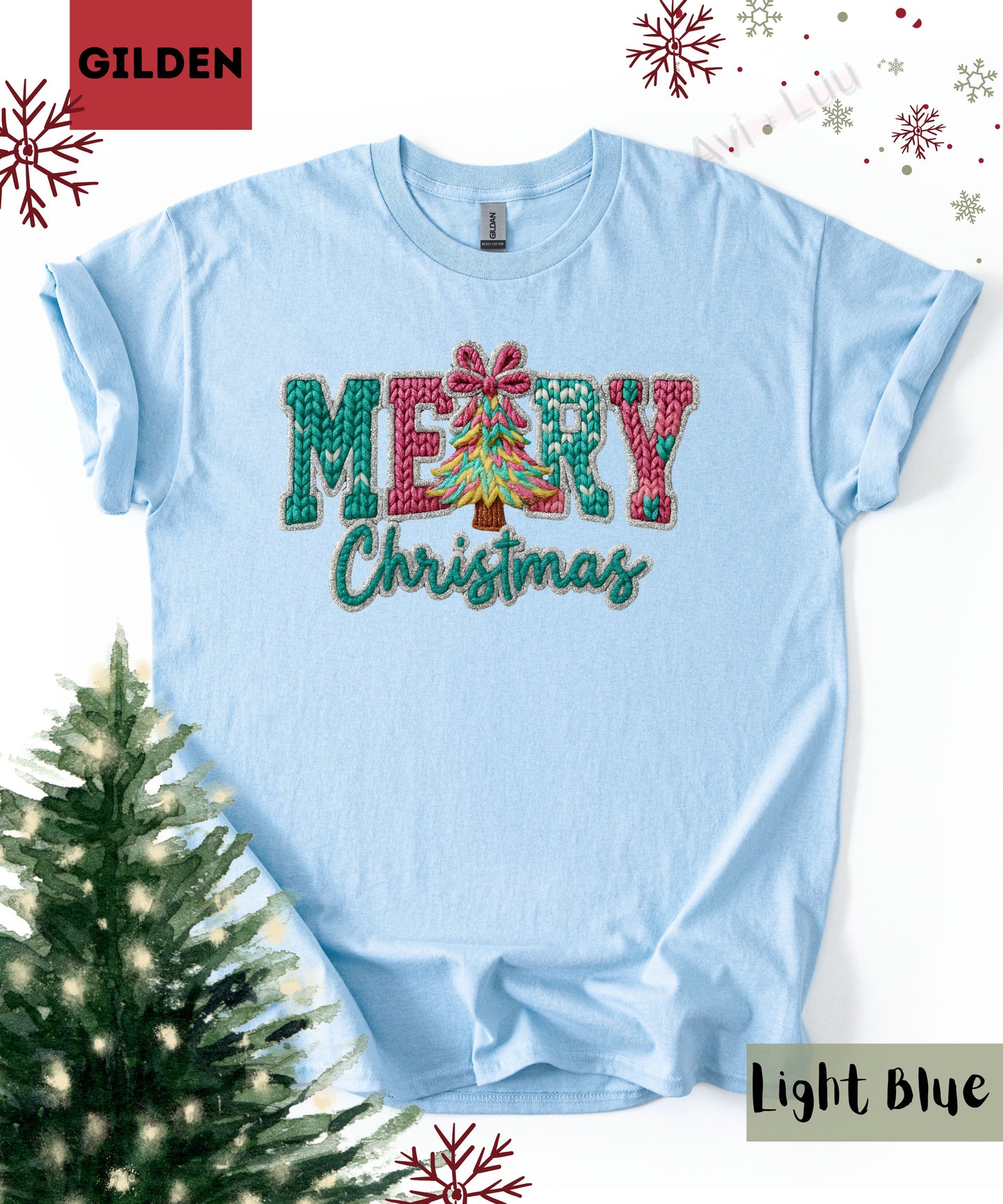 Crochet Merry Christmas | Gilden Unisex T-Shirt