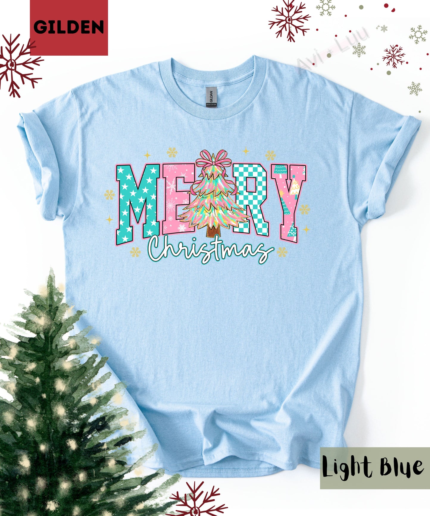 Merry Christmas Pink | Gilden Unisex T-Shirt