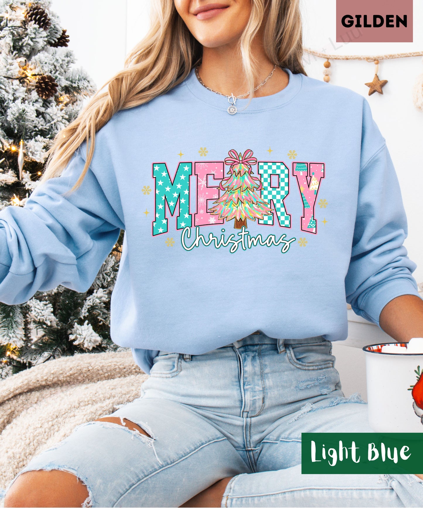 Merry Christmas Pink | Gilden Unisex Sweatshirt