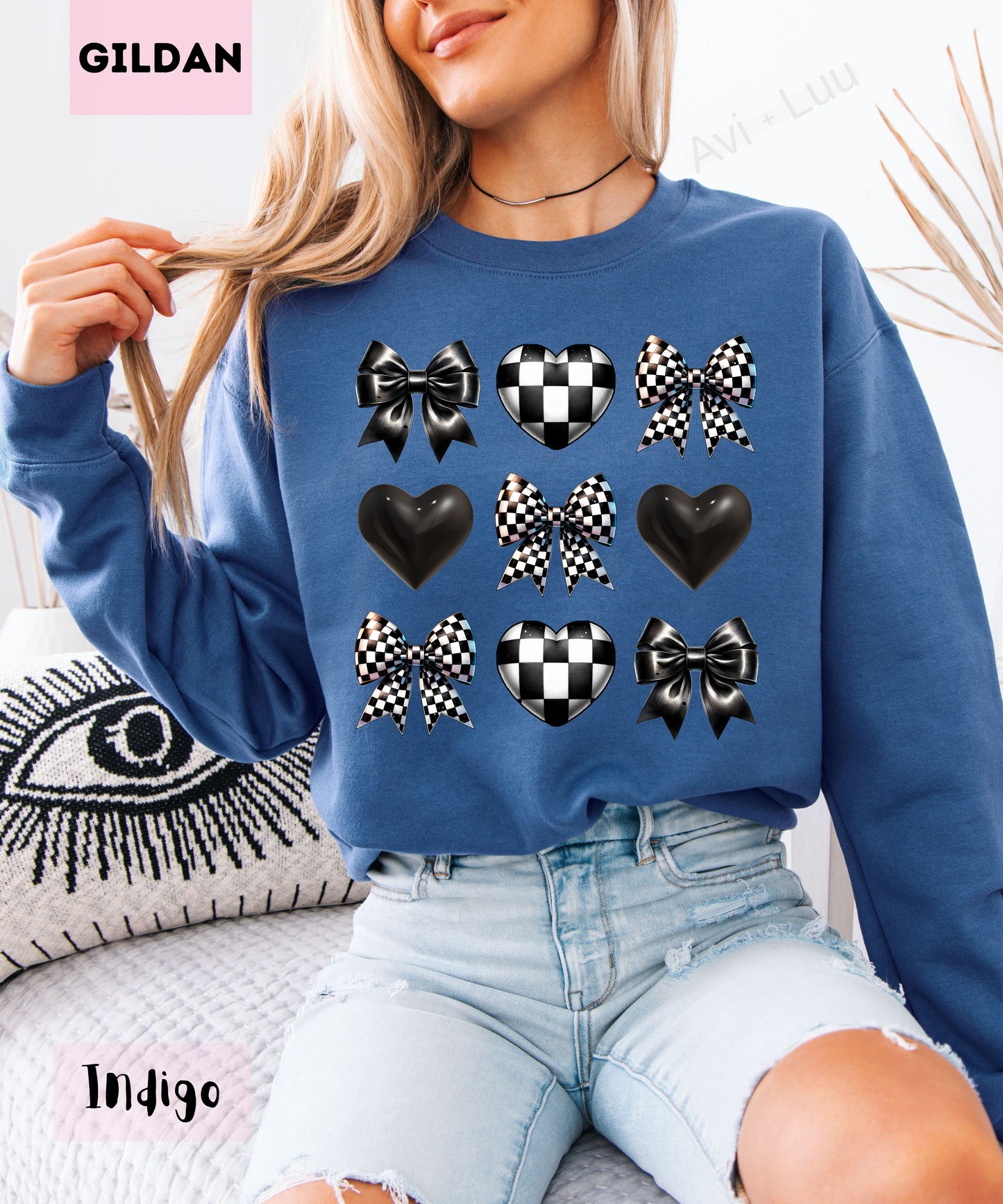 Checkered Bow + Heart