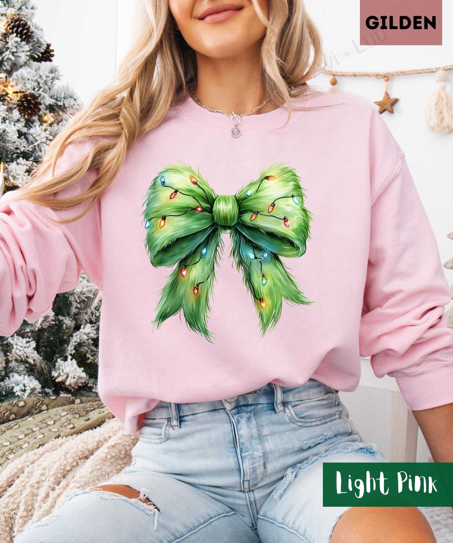 Grinch Bow | Gilden Unisex Sweatshirt