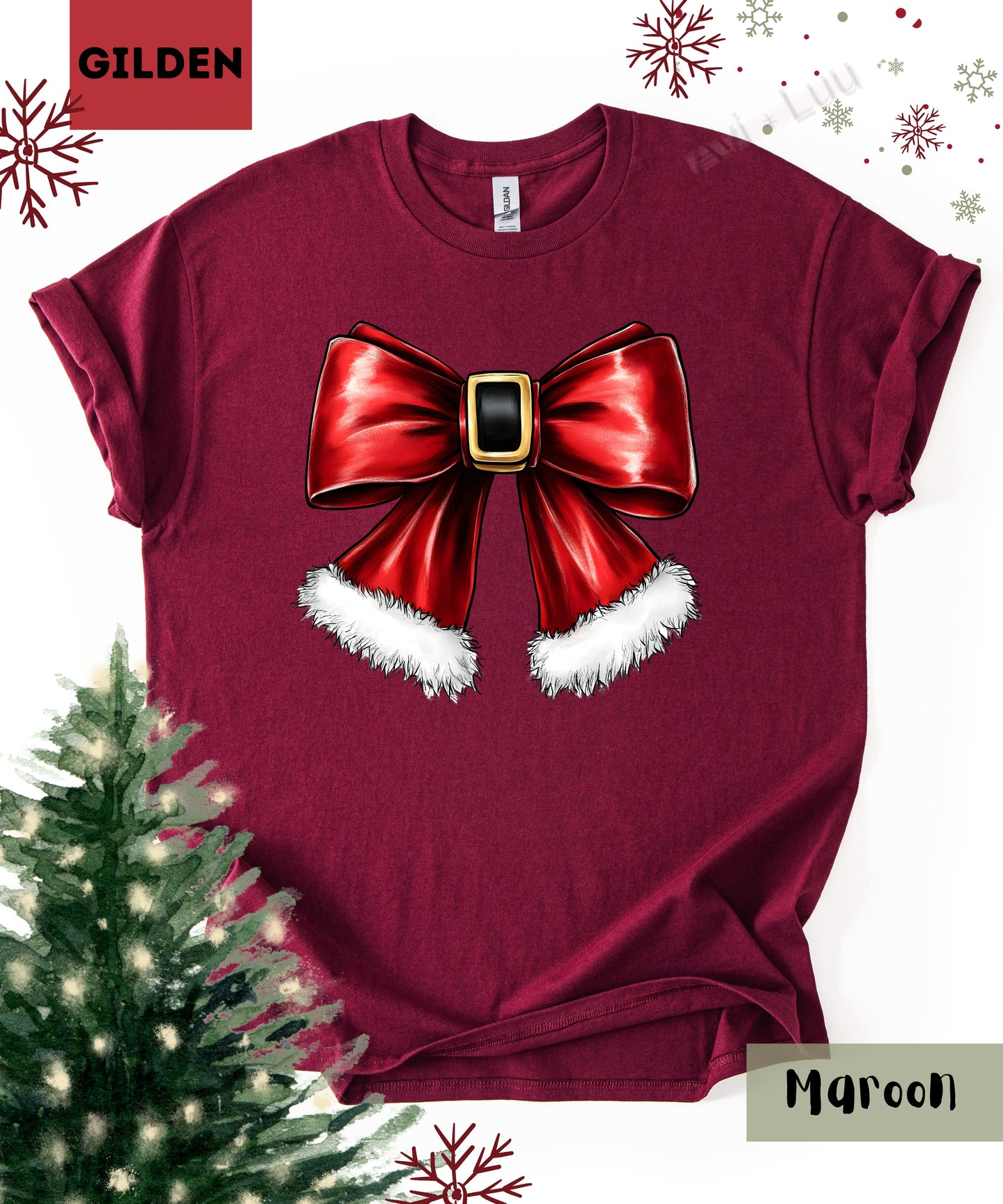 Santa Bow | Gilden Unisex T-Shirt