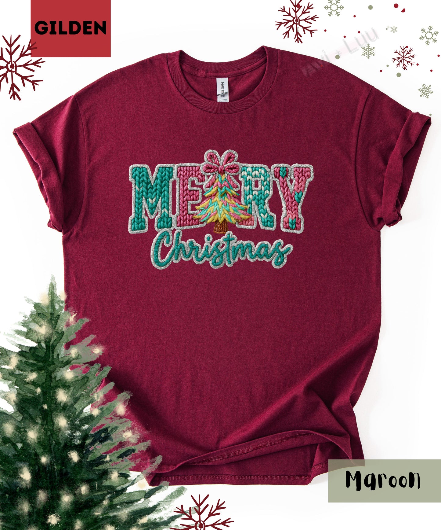 Crochet Merry Christmas | Gilden Unisex T-Shirt