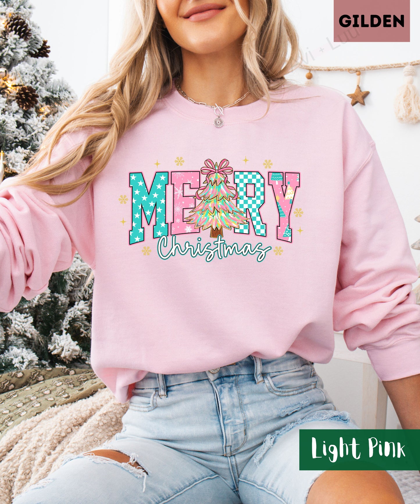 Merry Christmas Pink | Gilden Unisex Sweatshirt