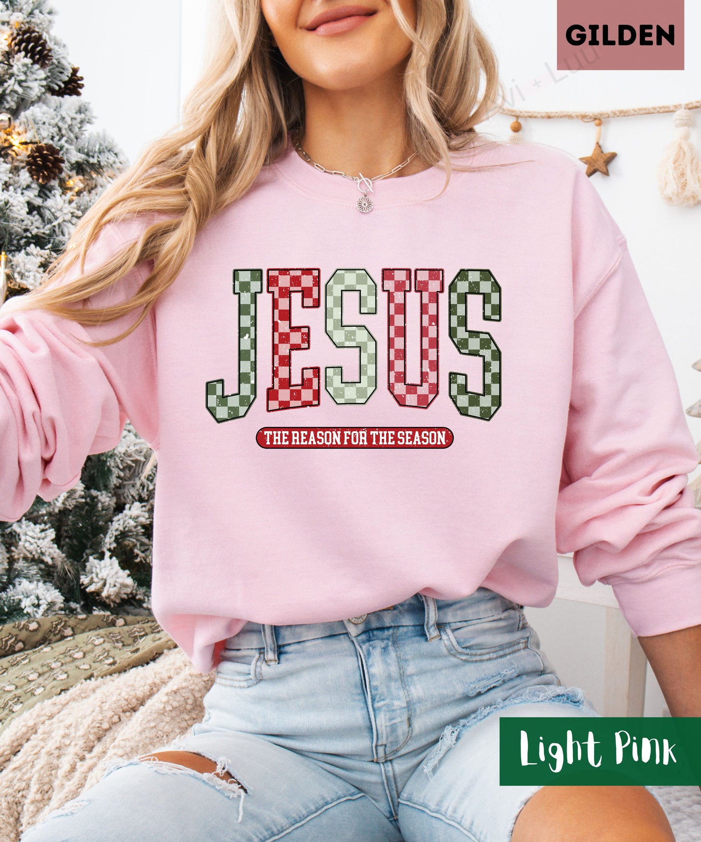 Jesus Checkered | Gilden Unisex Sweatshirt