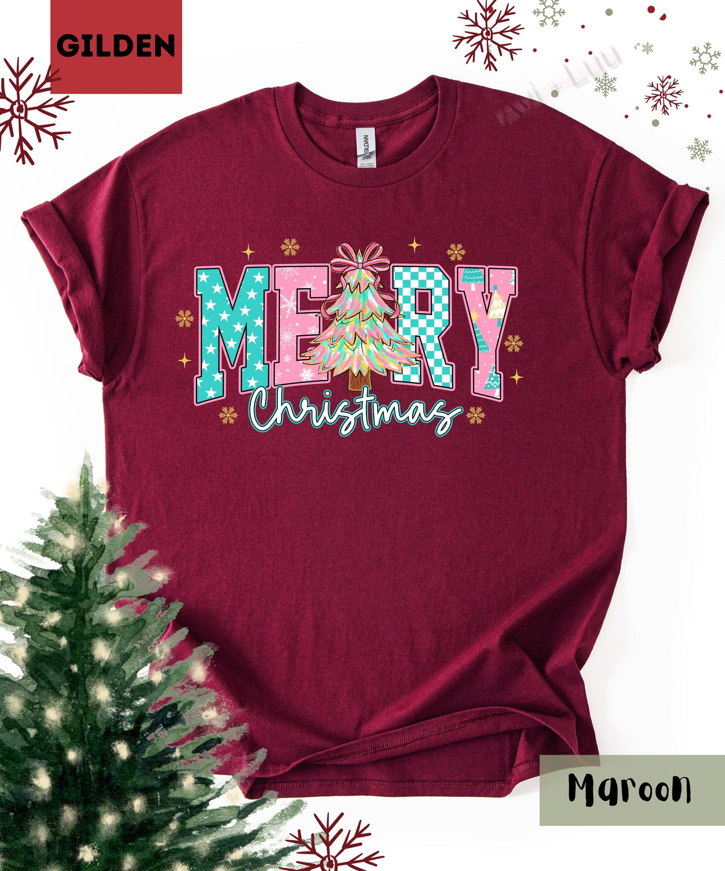 Merry Christmas Pink | Gilden Unisex T-Shirt