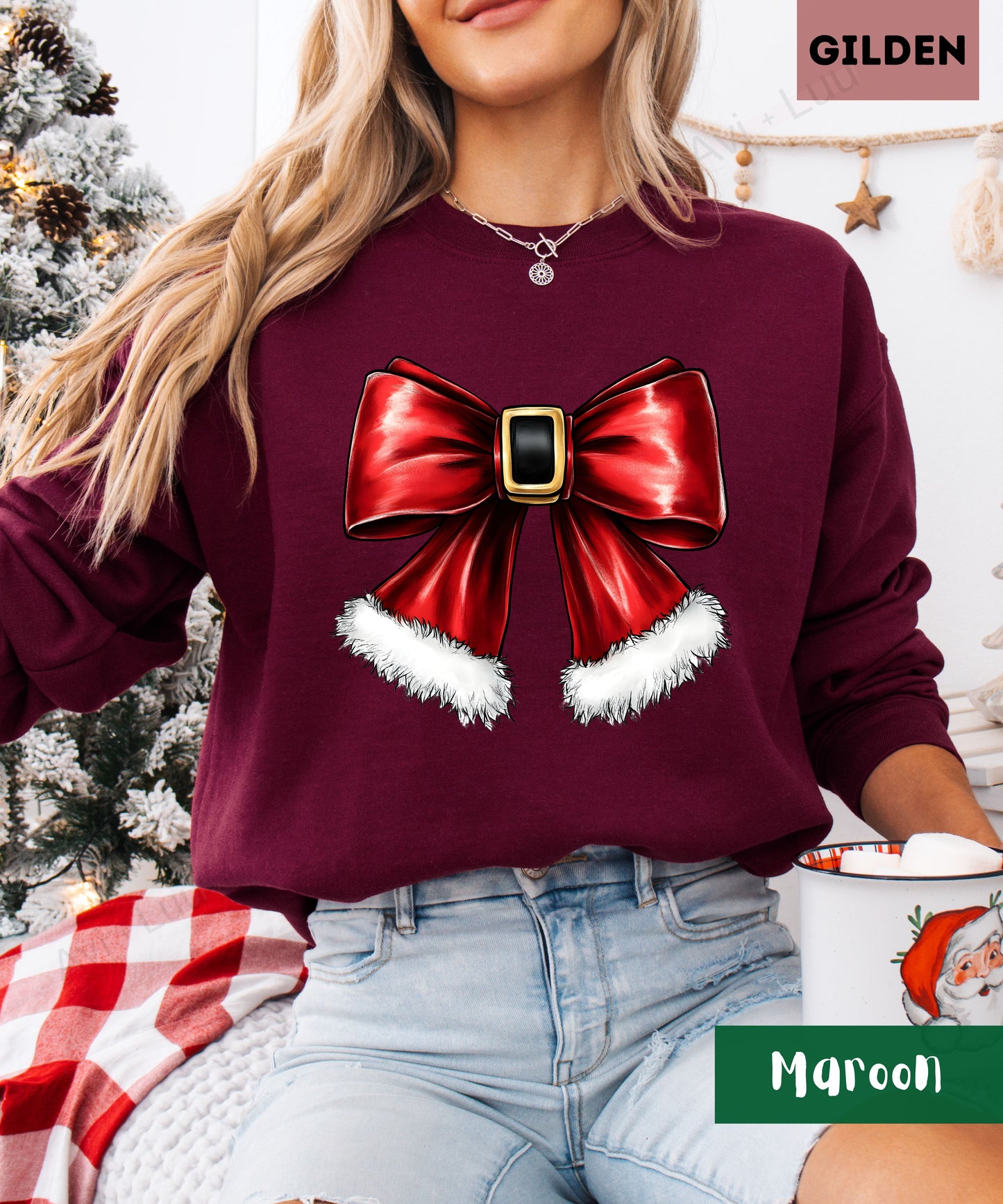 Santa Bow | Gilden Unisex Sweatshirt
