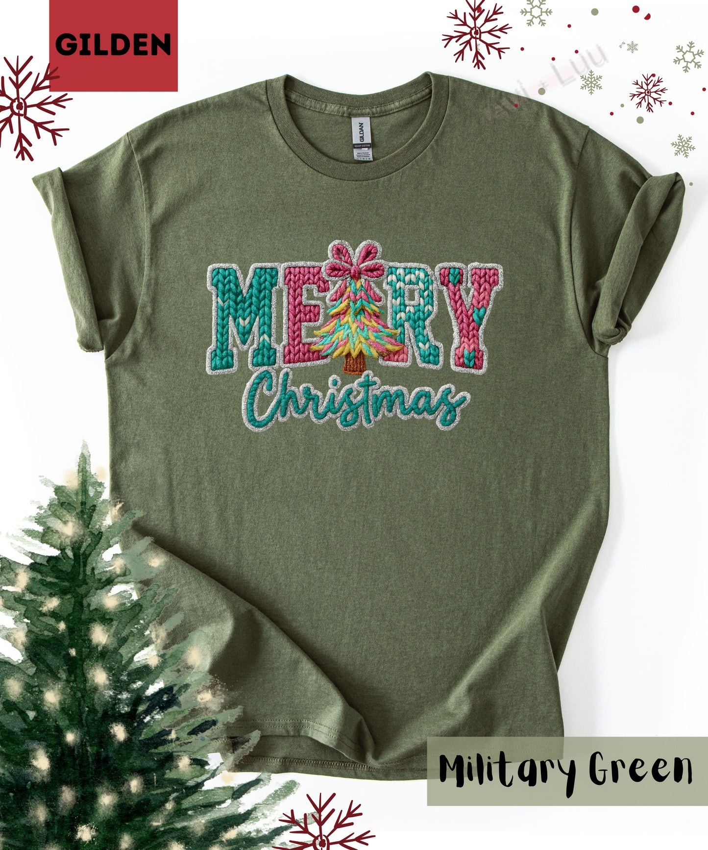 Crochet Merry Christmas | Gilden Unisex T-Shirt