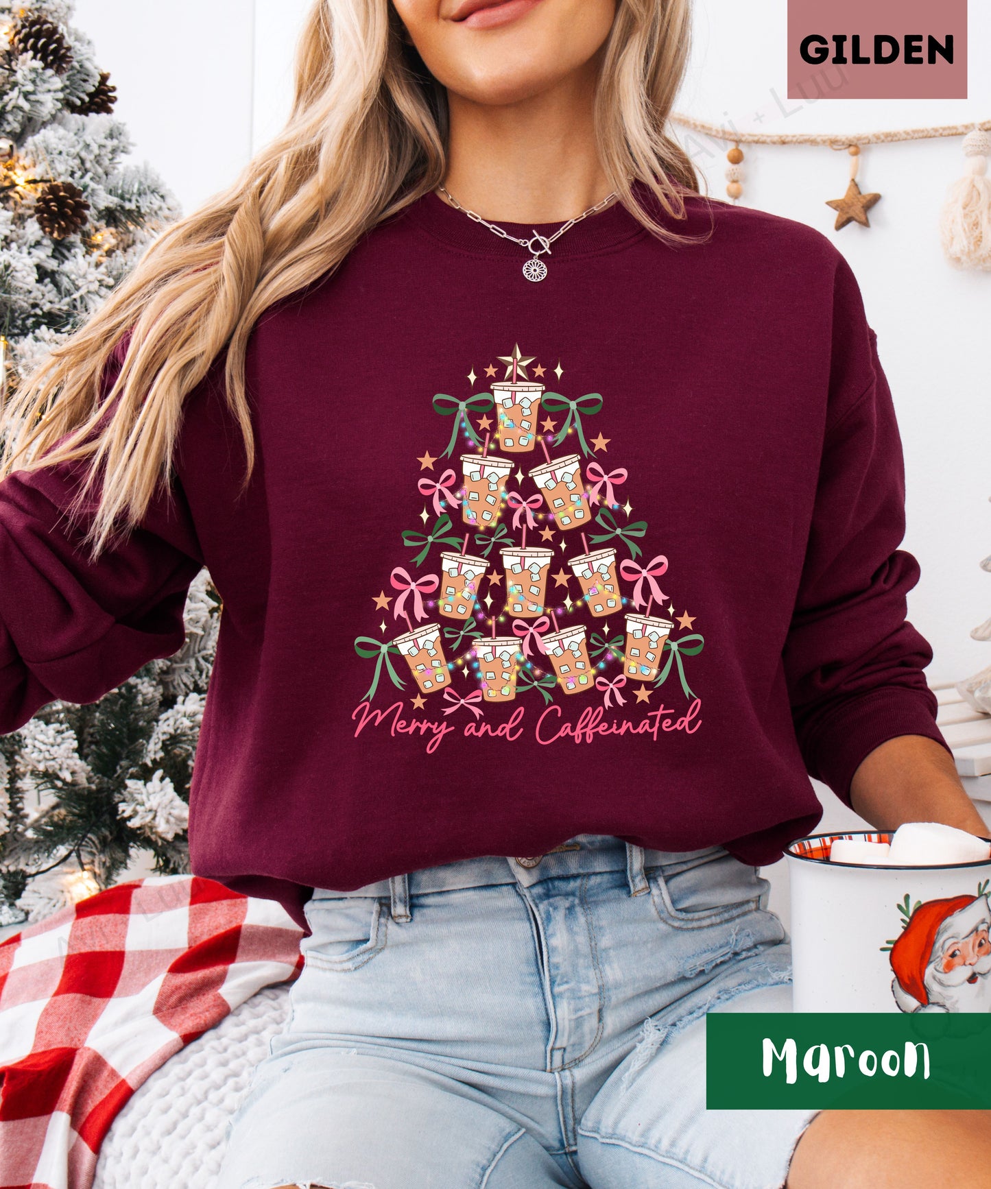 Merry And Caffeinated | Gilden Unisex Sweatshirt