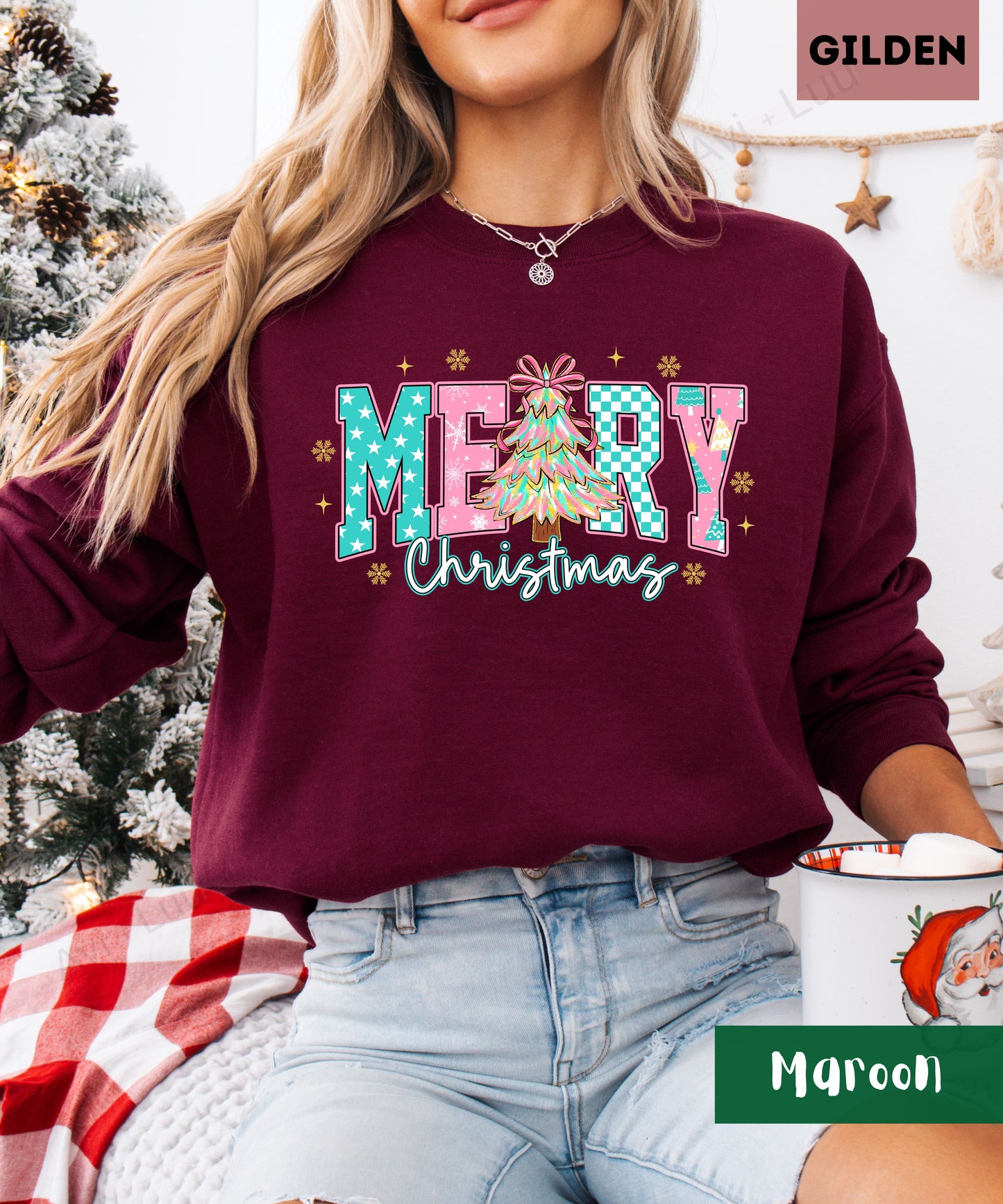 Merry Christmas Pink | Gilden Unisex Sweatshirt
