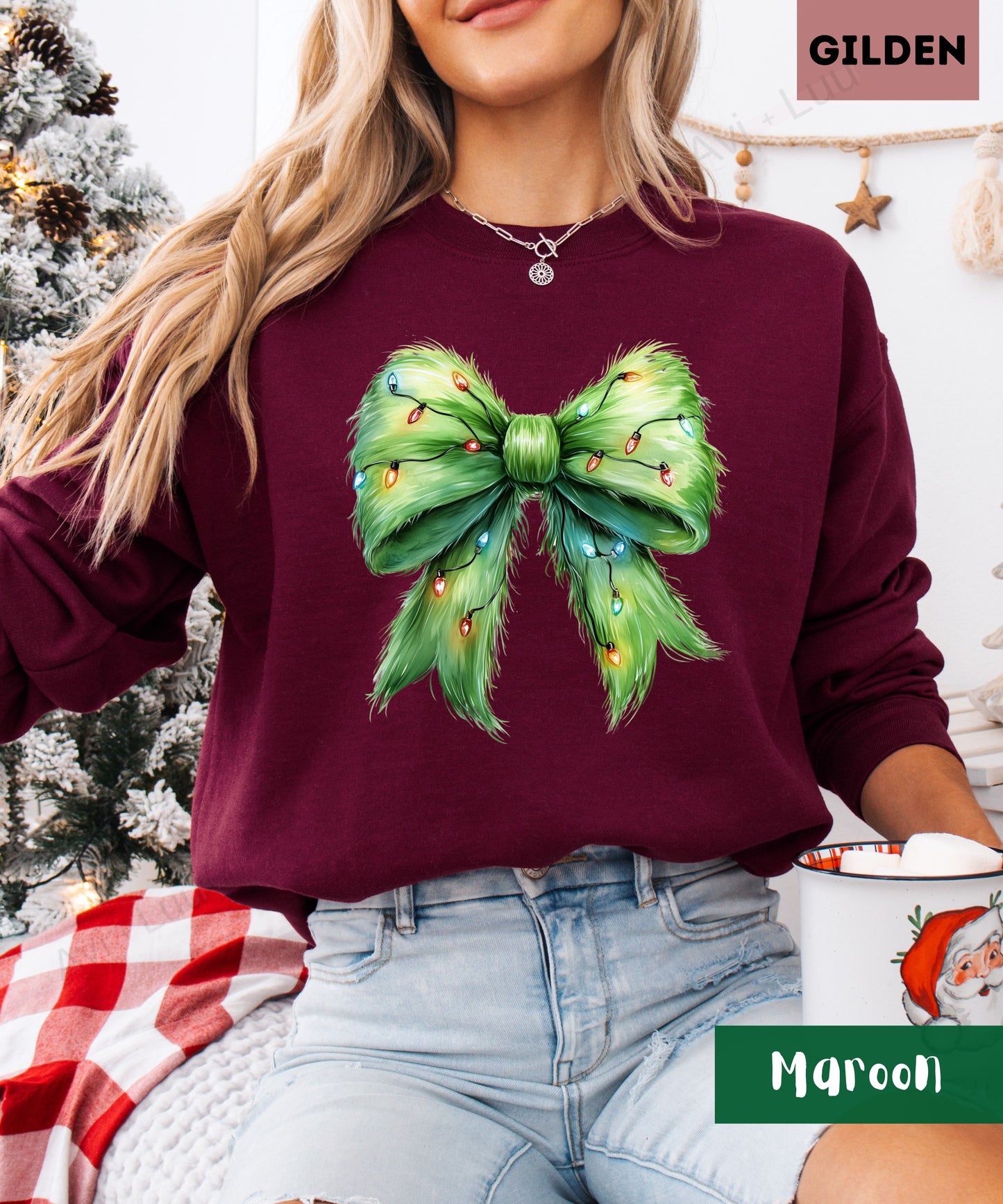 Grinch Bow | Gilden Unisex Sweatshirt