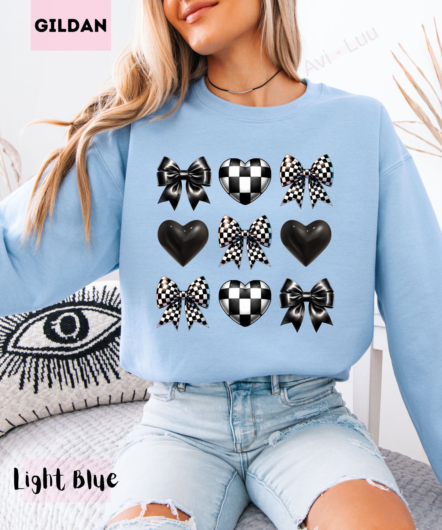 Checkered Bow + Heart