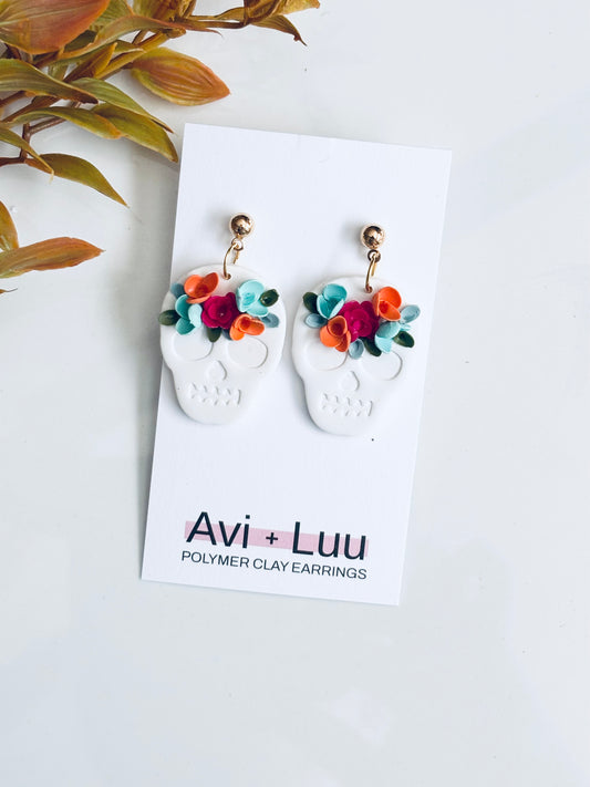 Floral Skull Dangles