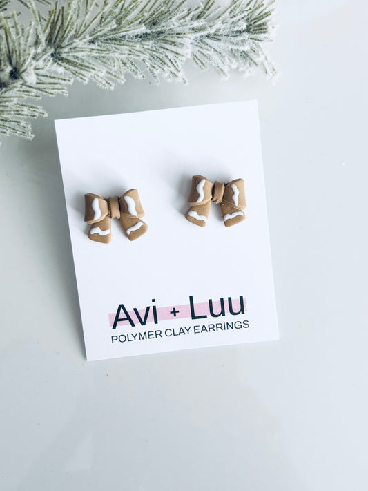 Gingerbread Bow Studs