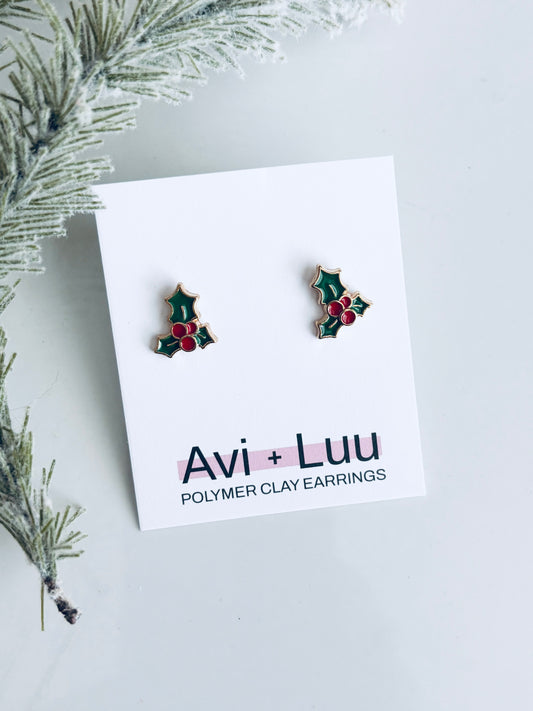 Metal Mistletoe Studs
