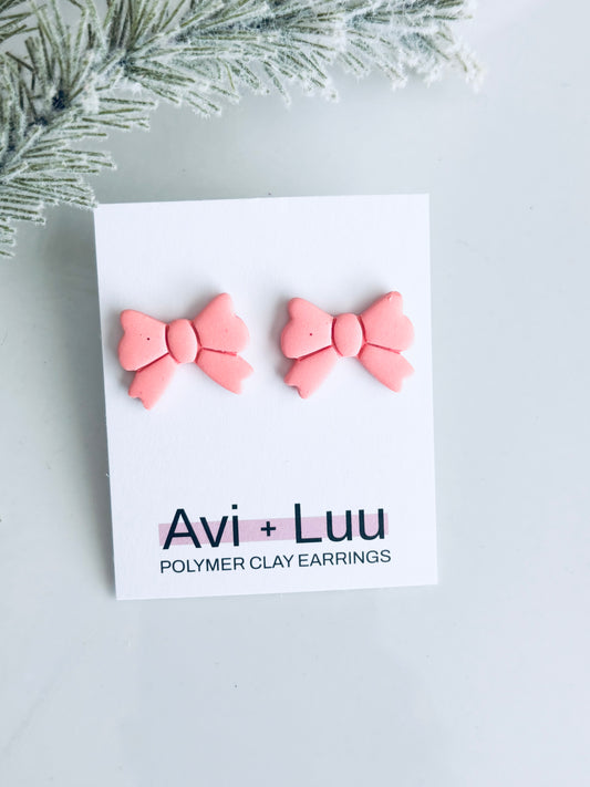 Pink Bow Studs