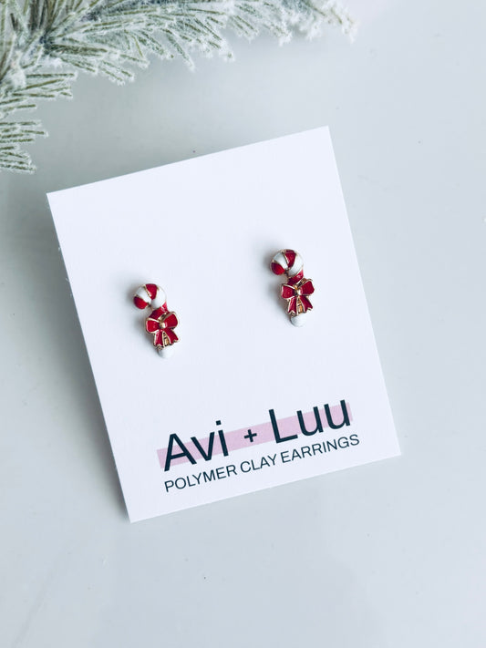 Metal Candy Cane Studs