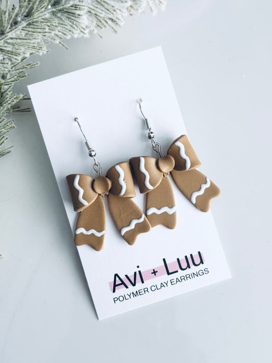 Gingerbread Bow Dangles
