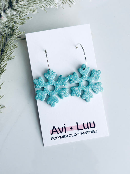Blue Snowflake Hoops