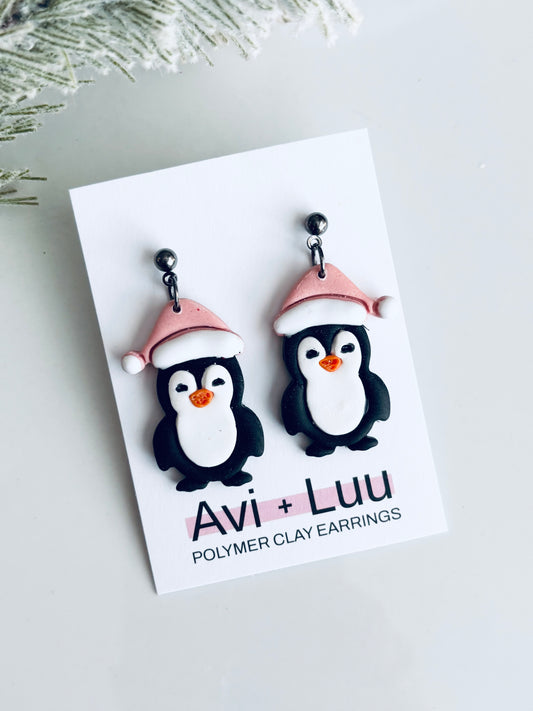 Pink Penguin Santa Hat Dangle