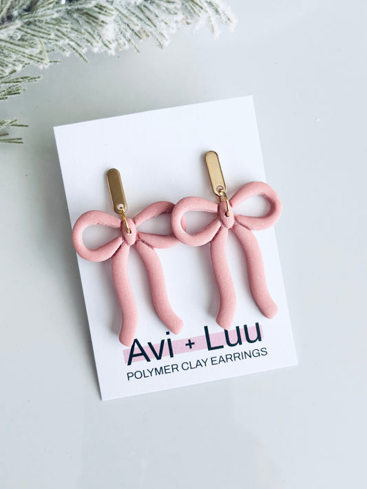 Pink Bow Dangles