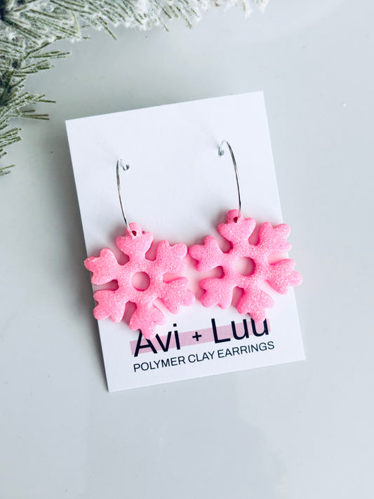 Pink Snowflake Hoop