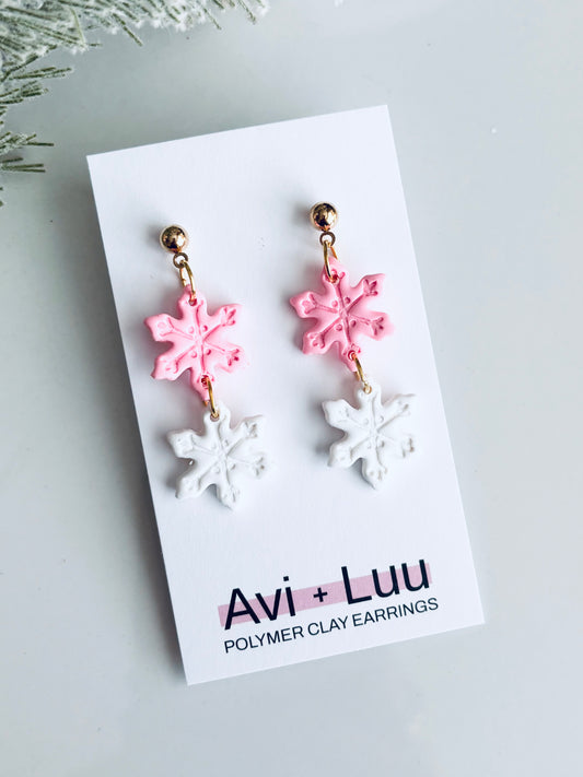 Pink + White Snowflake Dangle