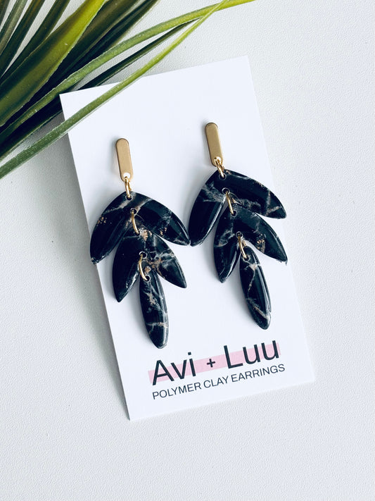 Black Marble Waterfall Dangles