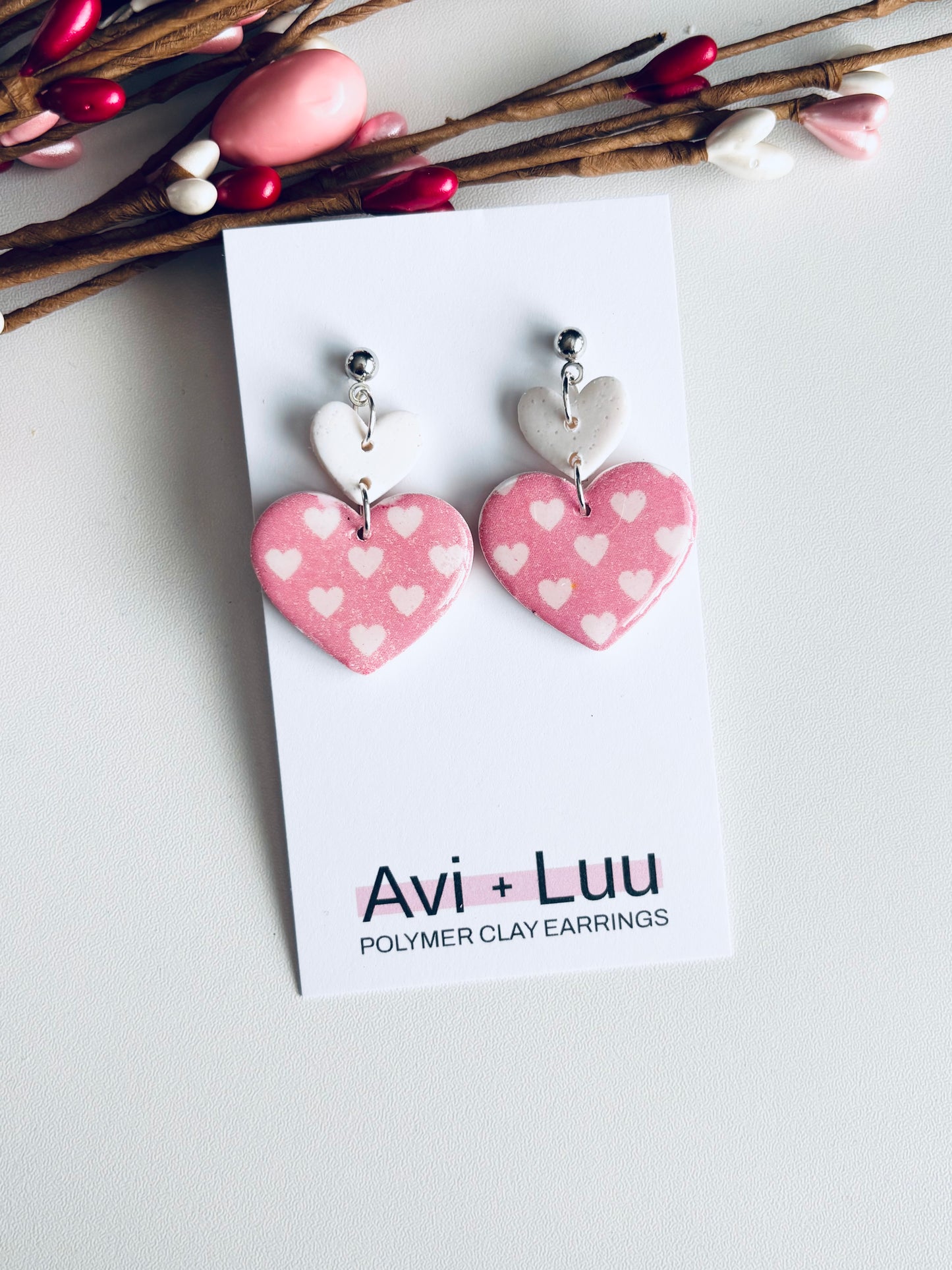 White + Poke a Heart Dangles