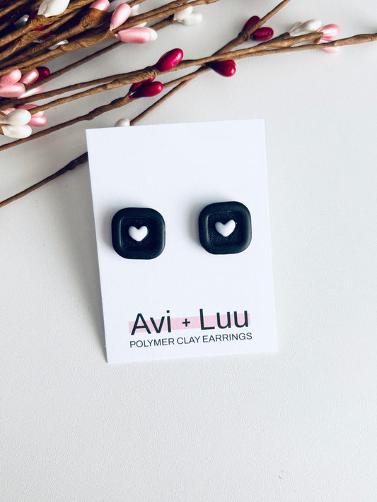 Square Heart Studs