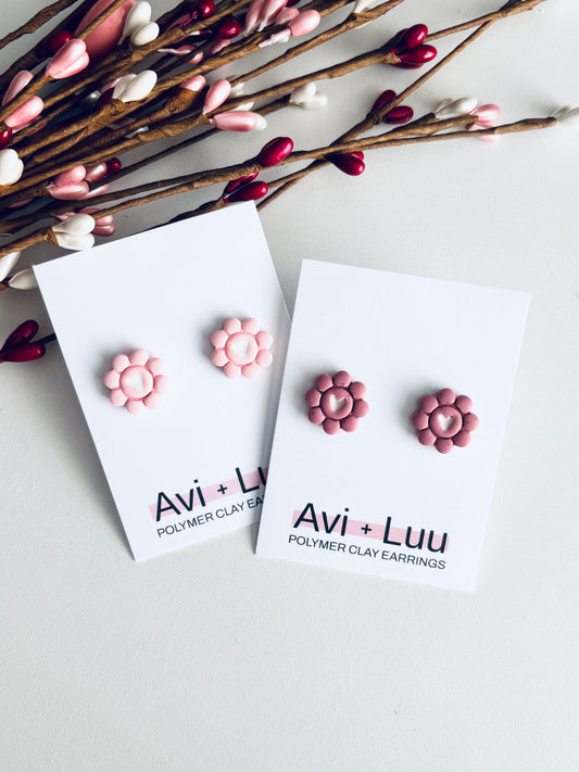Heart Flower Studs