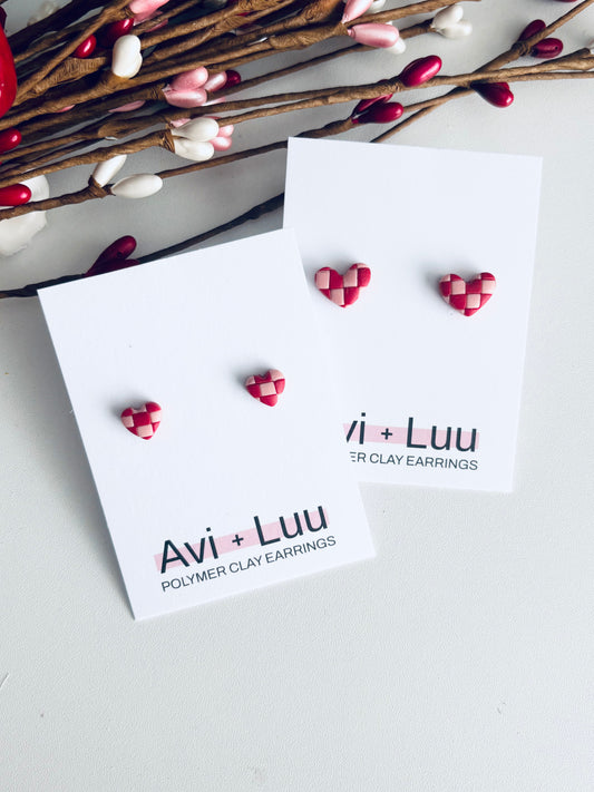Checkered Heart Stud