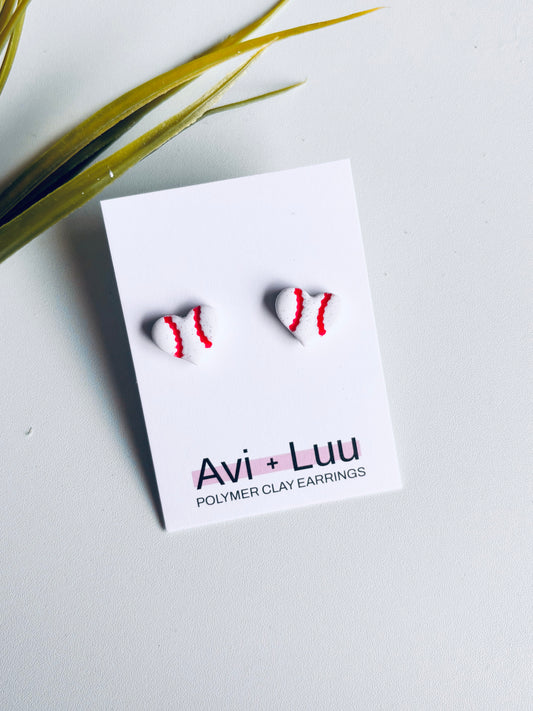 Baseball Heart Studs